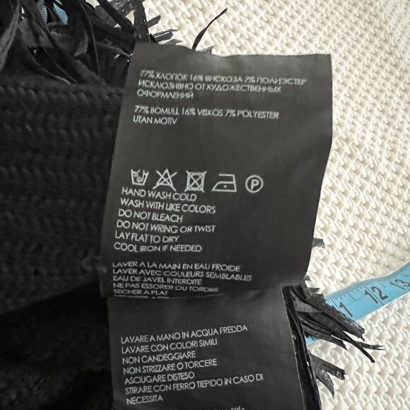 CLUB MONACO Fredrikah Fringe Knit Sweater Skirt In Black Size S - Picture 8 of 10